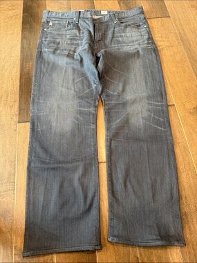 AG Adriano Goldschmied Men’s Bootcut Jeans in Dark Gray Wash